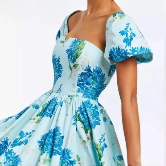 rebecca taylor floral midi dress Rebecca Taylor Natalie Flutter Sleeve Midi Dress Navy Floral Print Sil –  Celebrity Owned